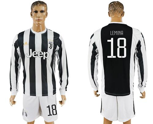 Juventus #18 Lemina Home Long Sleeves Soccer Club Jersey - Click Image to Close